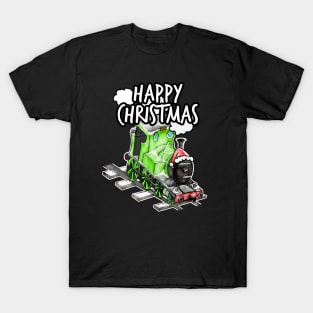 Happy Christmas Steam Train Railway Railroad Enthusiasts Snow T-Shirt